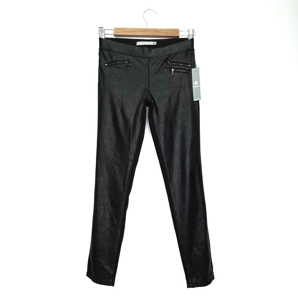 Tractr Leggings Girl’s Size 12 Black Crinkled Faux Leather Finish Stetch New NWT